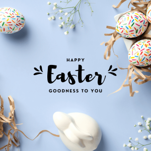 Πασχαλινή κάρτα Halcotherm με διακοσμητικά αυγά και ευχές 